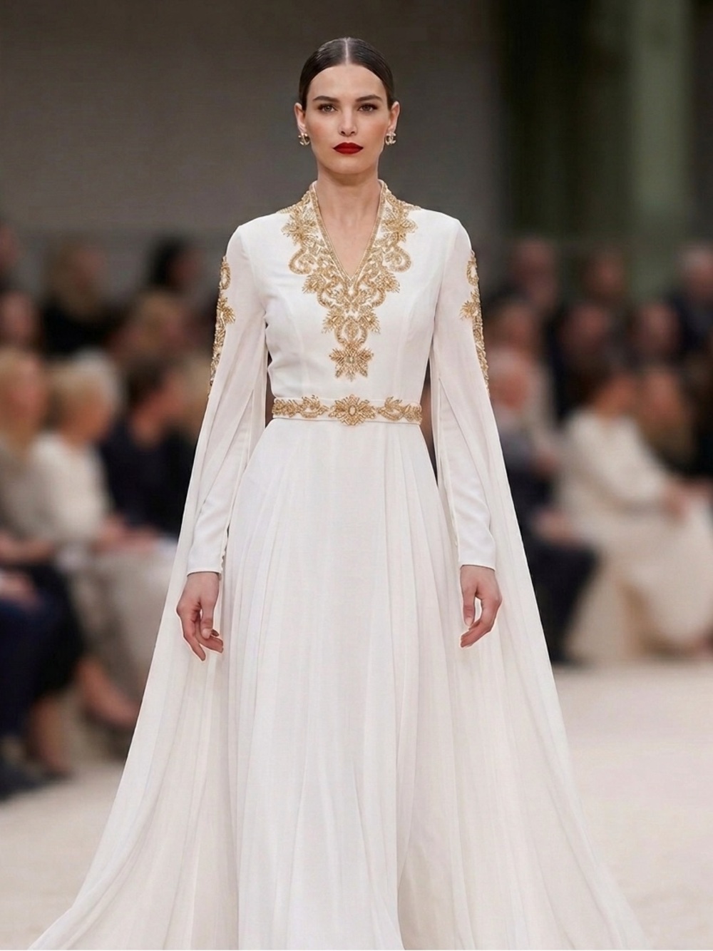 Bridal White Cape Style Gown